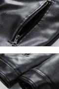 Vegan Leather Bomber Jacket in Black — detail