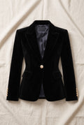 Velvet Blazer with Notch Lapels in Black — Stilenza main image
