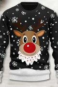 Festive Knit Sweater in Black-White — front view