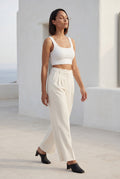 White Wide Leg Office Trousers - Wide leg trousers - Photo 19