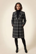 Black Windowpane Plaid Tailored Trench Coat - Trench coats - Photo 4