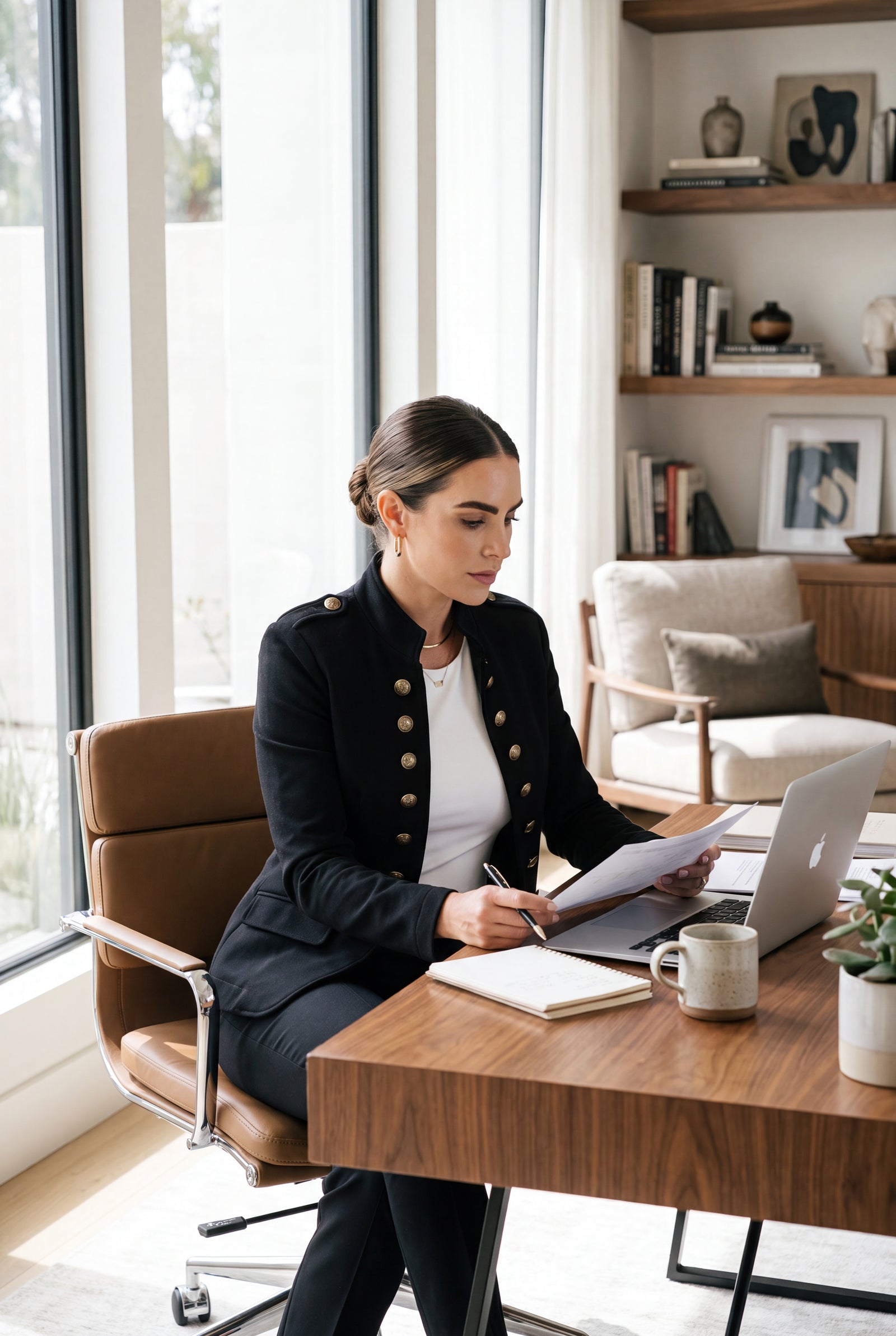 Women's Blazer Military Style Structured in Black — lifestyle office
