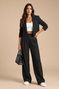 Women's Blazer Set Cropped in Black — studio fullbody