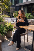 Women's Lounge Set Zip Top in Black — lifestyle secondary