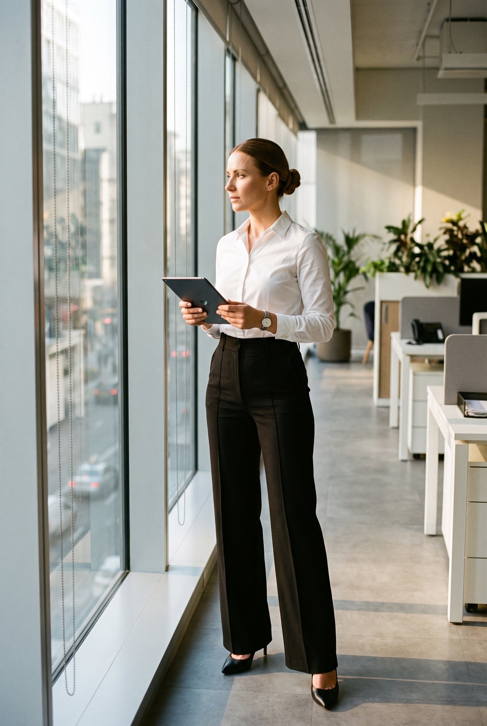 Women's Trousers High Waist in Black — office lifestyle