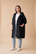 Women's Windbreaker Oversized Hooded in Black — studio primary