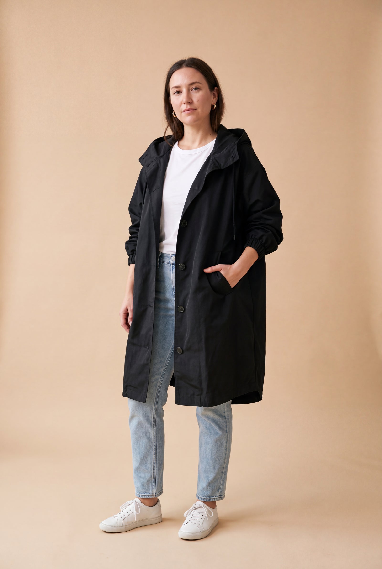 Women's Windbreaker Oversized Hooded in Black — studio primary