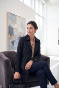 Women Trench Coat Short Belted in Black — secondary lifestyle
