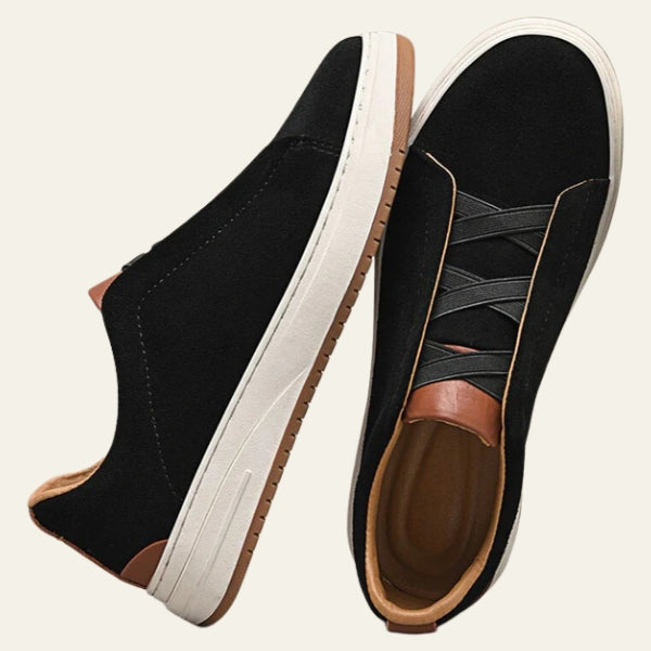 Women's Elastic Band Slip-On Sneakers with Contrast Sole - Photo 3