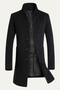 Wool Blend Overcoat in Black — front view