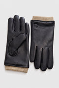 Wool-Lined Driving Gloves in Black — studio front