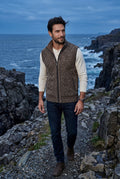 Brown Zip-front Colorblock Knitted Vest with Stand Collar - Knitted vests - Photo 5