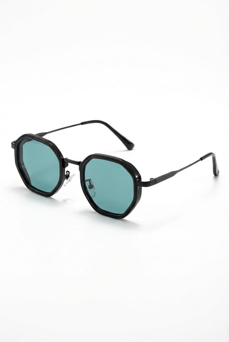 Blue Blue Gradient Geometric Hexagonal Frame Sunglasses - Photo 1
