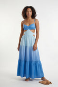 Blue Blue Ombre Cutout Tiered Maxi Dress with Ruched Bust - Photo 1