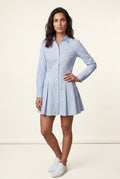 Blue Blue Pinstripe Button-front Shirt Dress Mini Fit and Flare - Photo 1
