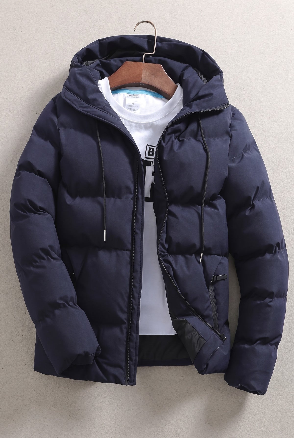 Broad Baffle Hooded Puffer in Blue — Stilenza main image