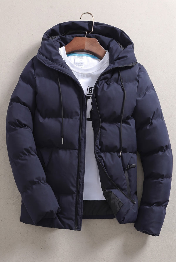 Broad Baffle Hooded Puffer in Blue — Stilenza main image