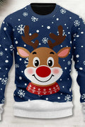 Festive Knit Sweater in Blue-Brown — front view