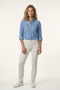 Blue Button-front Shirt with Chest Flap Pockets - Denim shirt - Photo 1