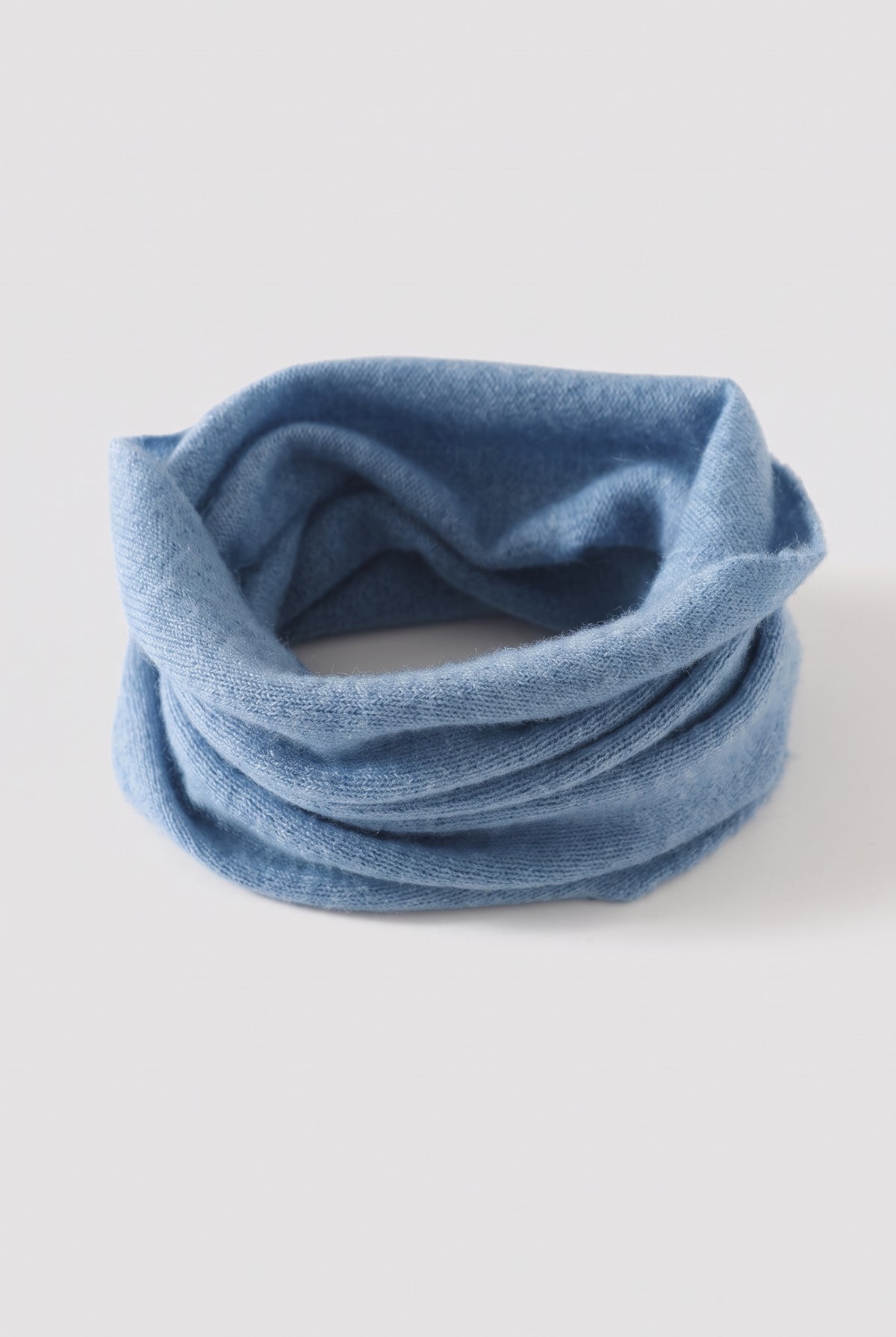 Cashmere Neck Gaiter in Blue — studio front
