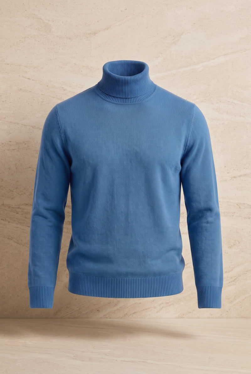 Cashmere Turtleneck Sweater in Blue — Stilenza main image