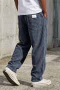 Corduroy Wide-Leg Pants in Blue — studio front