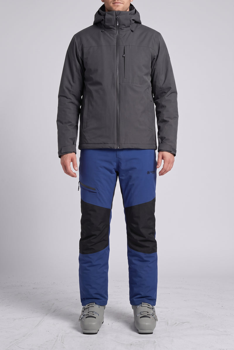 Detachable Bib Ski Trousers in Blue — studio front