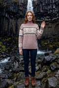 Pink Fair Isle Snowflake Relaxed Holiday Sweater - Photo 12