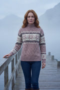 Pink Fair Isle Snowflake Relaxed Holiday Sweater - Photo 9