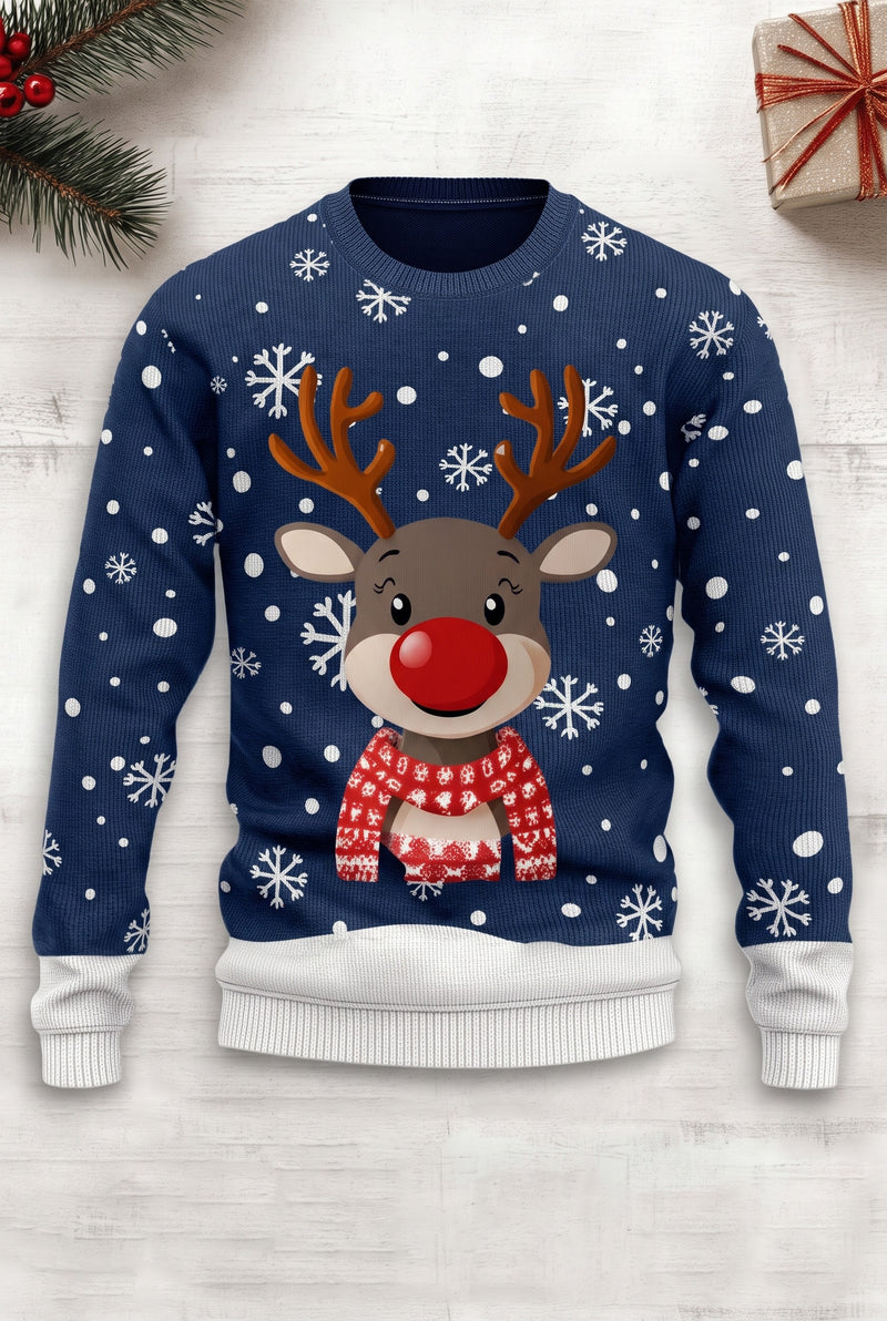 Festive Knit Sweater in Blue — Stilenza main image