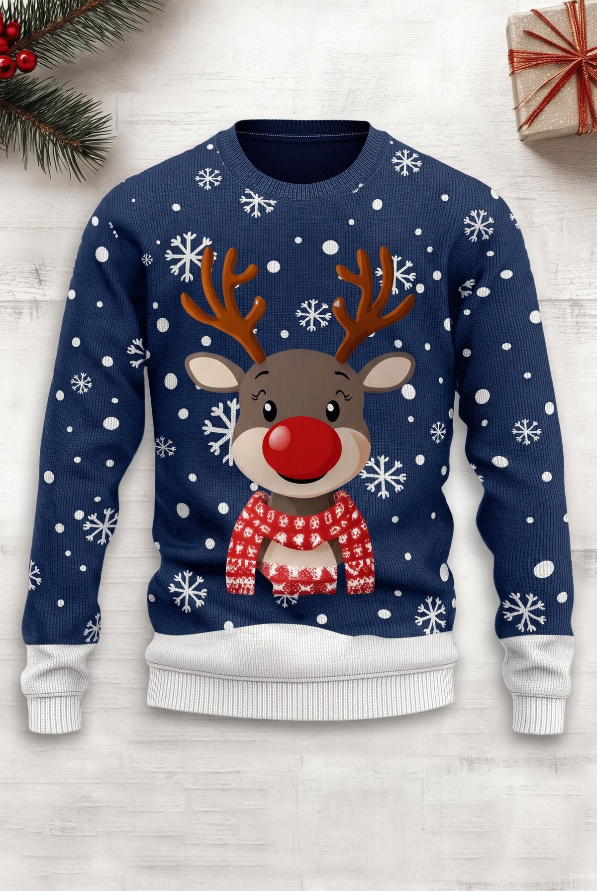 Festive Knit Sweater in Blue — Stilenza main image