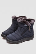 Fleece-Lined Ankle Boots in Blue — studio front