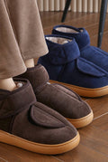 Fleece-Lined Ankle Slippers in Blue — detail