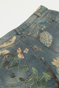 Floral Wide-Leg Jeans in Blue — detail