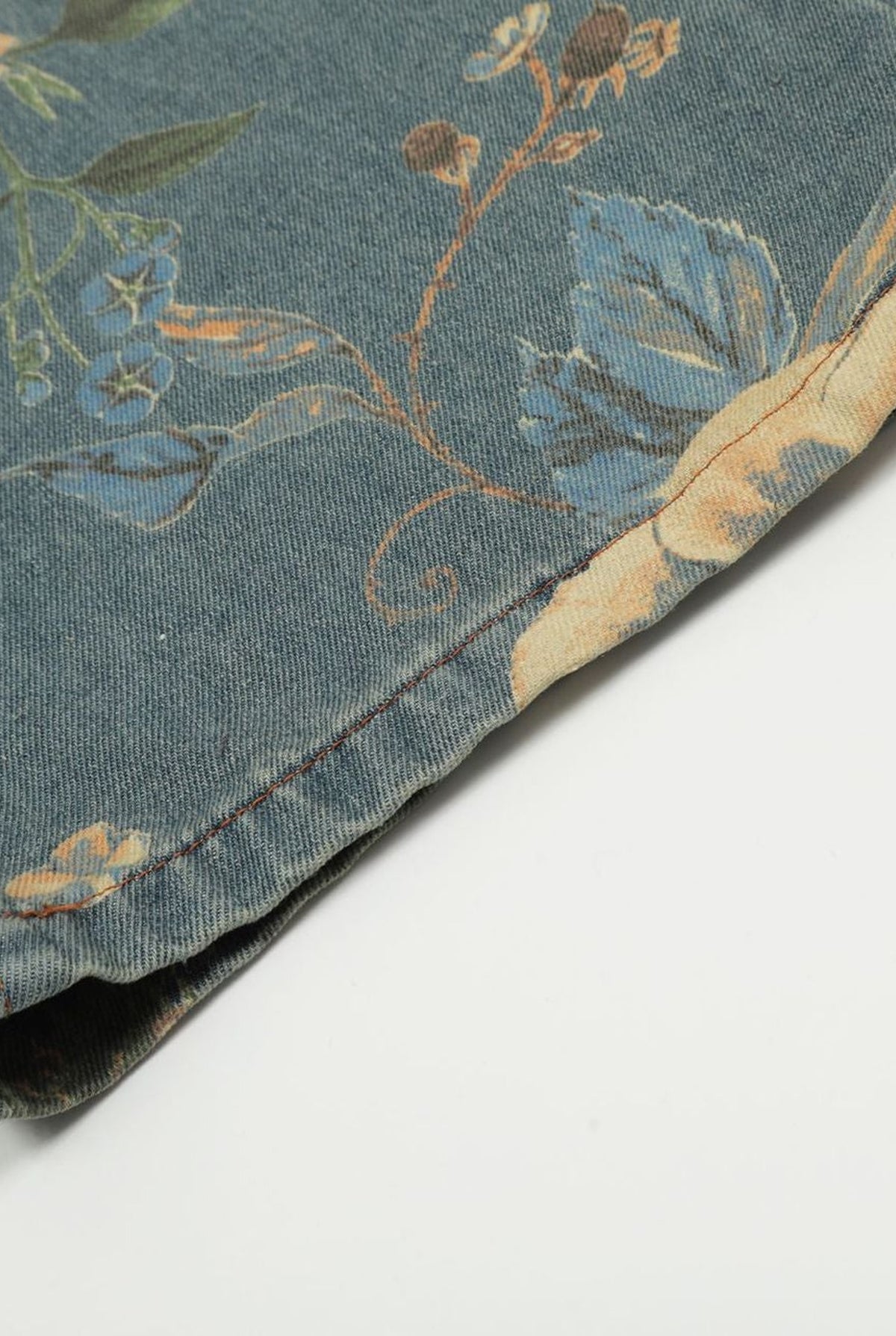 Floral Wide-Leg Jeans in Blue — detail