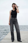 Black High-rise Wide Leg Vintage Look Jeans - Wide leg jeans - Photo 6