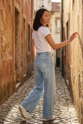 Blue Light Blue High-rise Wide Leg Jeans - Photo 4