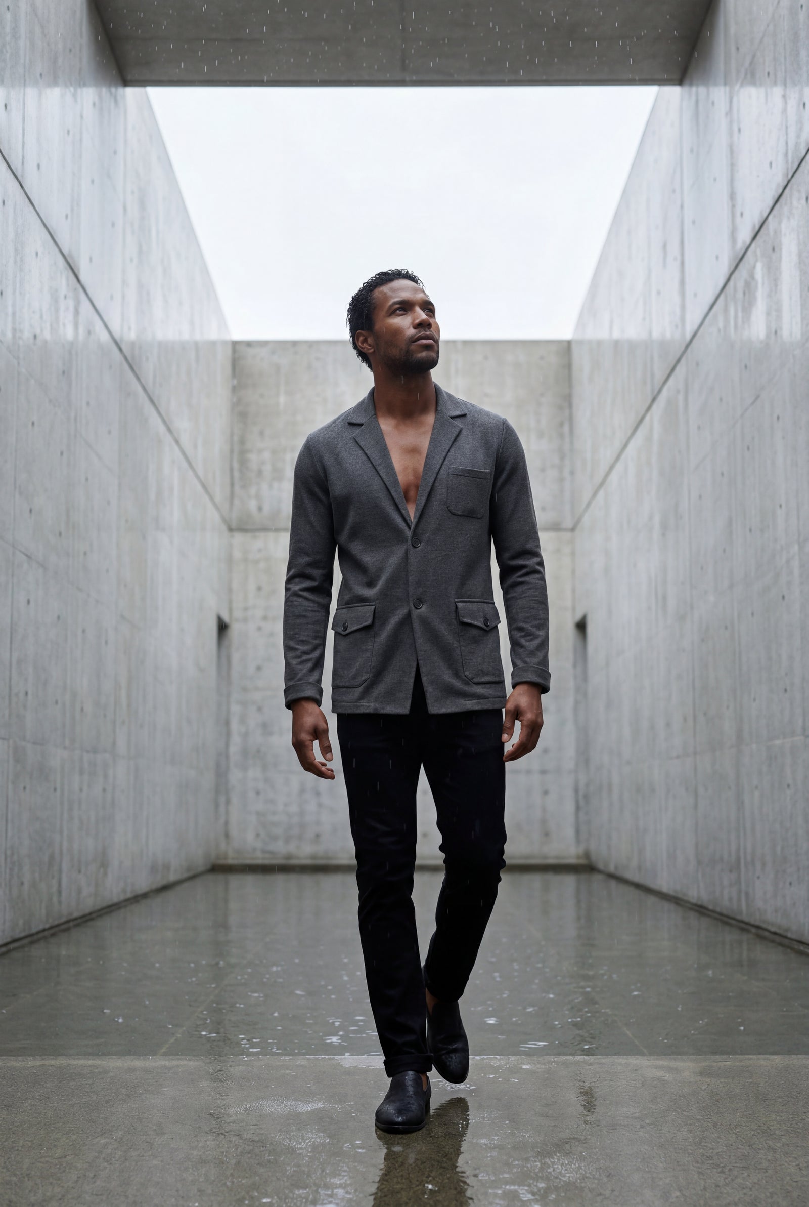 Dark Gray Lightweight Unstructured Slim Fit Casual Blazer - Photo 26