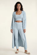 Blue Longline Cardigan 3-piece Ribbed Loungewear Set - Photo 3