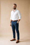 Men Chino Slim Fit in Blue — studio front