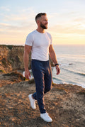 Men Pants Slim Fit Elastic Waist in Blue — lifestyle adventure