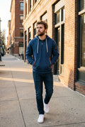 Men's Hoodie Relaxed Fit in Blue — sidewalk walk