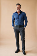 Men's Shirt Slim Fit in Blue — studio front