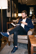 Men's Sneakers Quilted Low Top in Blue — boutique hotel lobby