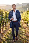 Men's Trench Coat Double Breasted in Blue — lifestyle winery