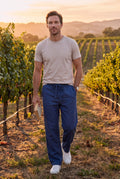 Men's Trousers Wide Leg Drawstring in Blue — lifestyle vineyard