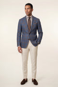 Blue Men's Windowpane Check Tailored Slim Fit Blazer - Tailored blazer - Photo 1