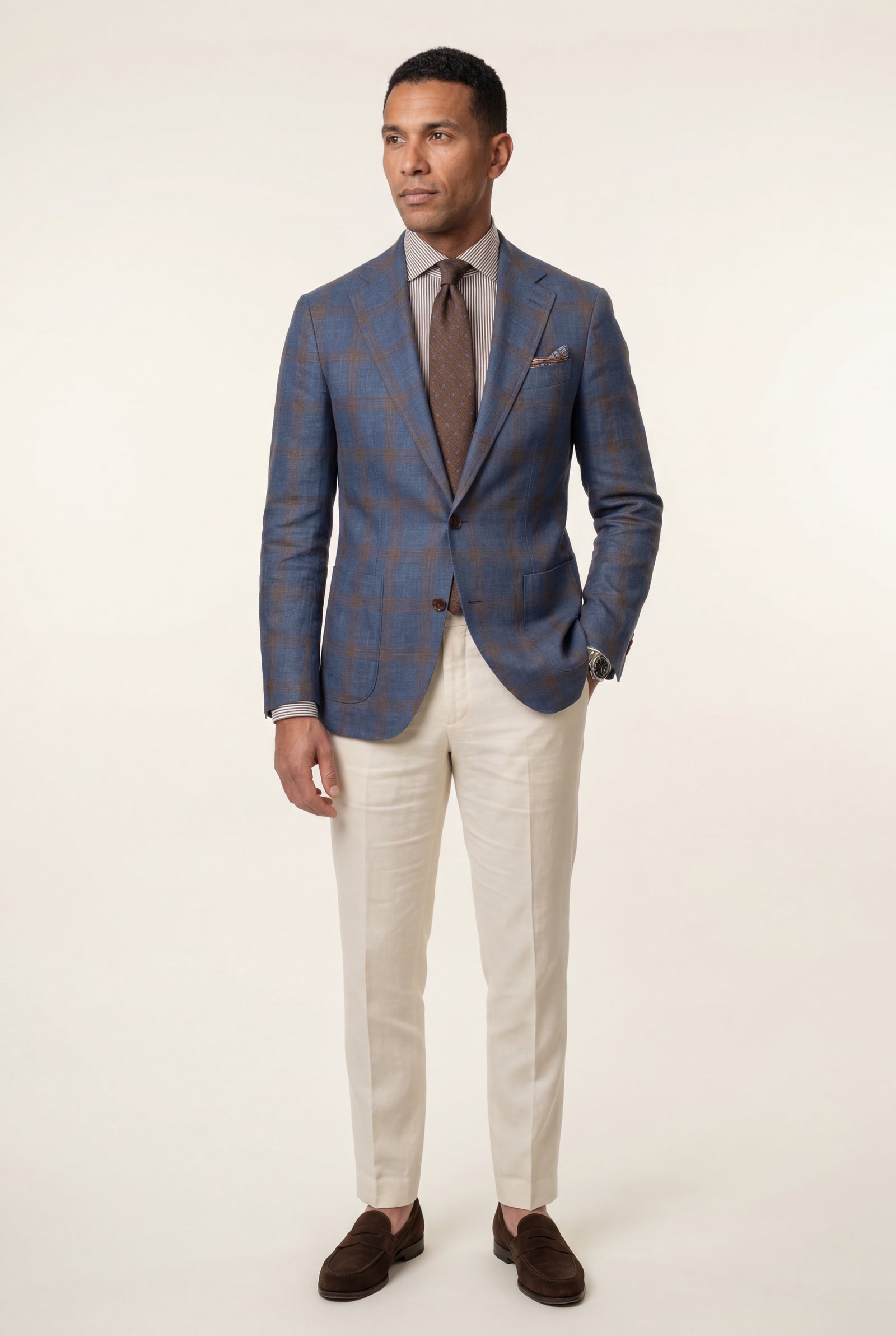 Blue Men's Windowpane Check Tailored Slim Fit Blazer - Tailored blazer - Photo 1