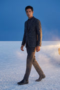 Black Men's Windowpane Check Tailored Slim Fit Blazer - Tailored blazer - Photo 11