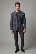 Black Men's Windowpane Check Tailored Slim Fit Blazer - Tailored blazer - Photo 13